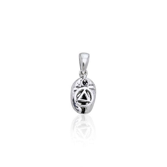Recovery Symbol on Coffee Bean Silver Pendant TP400