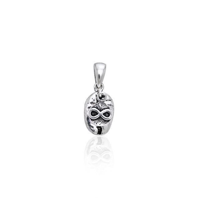 Infinity Sign on Coffee Bean Silver Pendant TP404