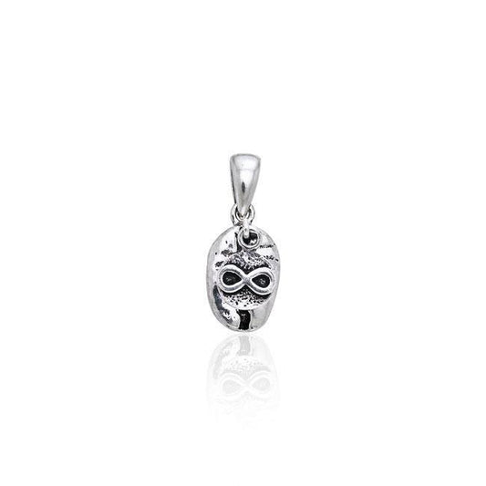 Infinity Sign on Coffee Bean Silver Pendant TP404