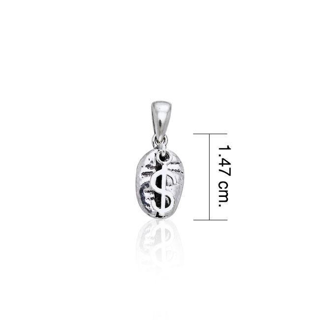 Dollar Sign on Coffee Bean Silver Pendant TP410