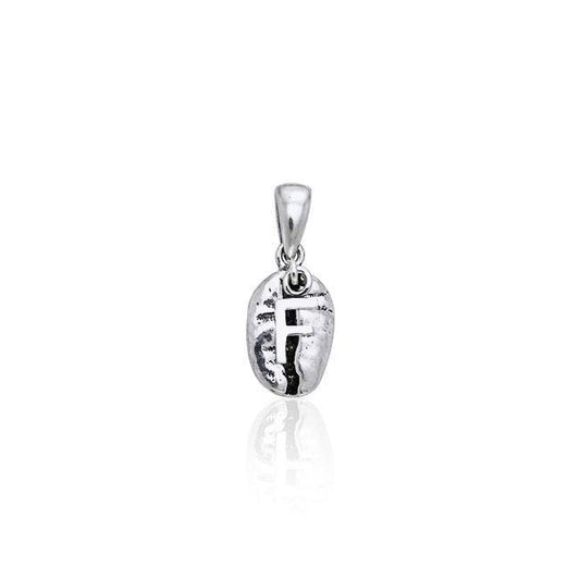 Letter F on Coffee Bean Silver Pendant TP413