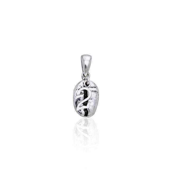 Number Two on Coffee Bean Silver Pendant TP416