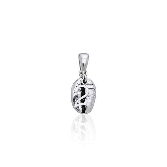 Number Two on Coffee Bean Silver Pendant TP416