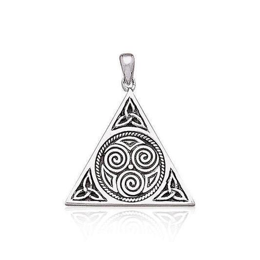 Celtic Triskele Silver Pyramid Pendant TP441
