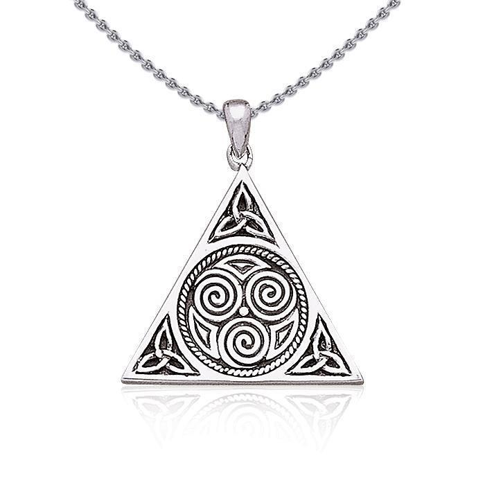 Celtic Triskele Silver Pyramid Pendant TP441
