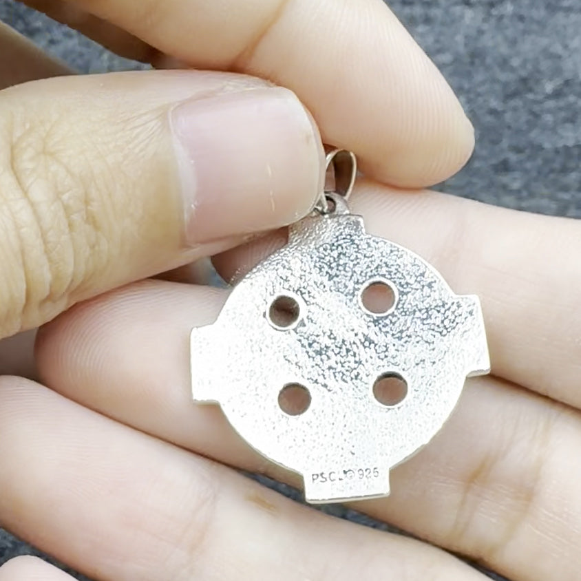 Manifest the traditional faith ~ Celtic Cross Triquetra Sterling Silver Pendant TP477