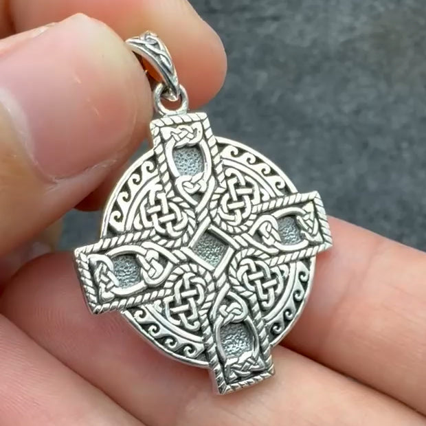 Celtic Cross Spiral Sterling Silver Pendant TP478