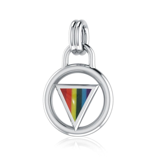 Rainbow Encircled Triangle Silver Pendant TP523