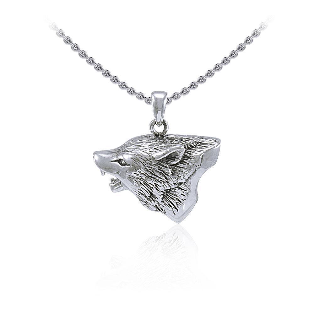 Sterling Silver Howling Wolf Pendant TP812