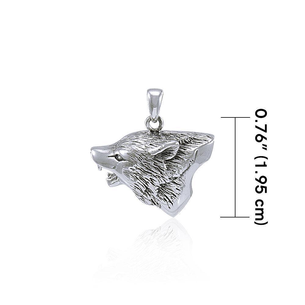 Sterling Silver Howling Wolf Pendant TP812