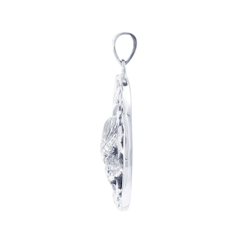 Baying wolf around the celestial beauty ~ Sterling Silver Jewelry Pendant TP831