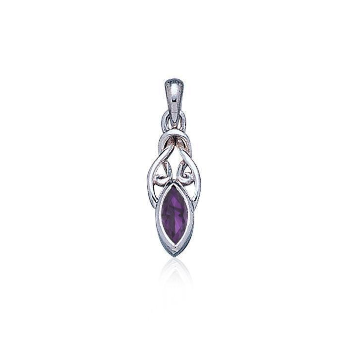 Celtic with Marquise Gemstone Silver Pendant TP856