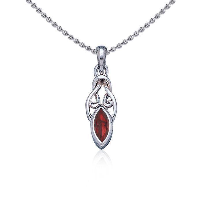 Celtic with Marquise Gemstone Silver Pendant TP856