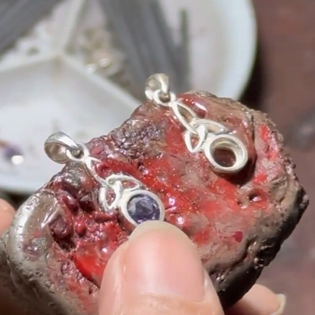 Celtic Trinity Knot with Birthstone Sterling Silver Pendant TP858