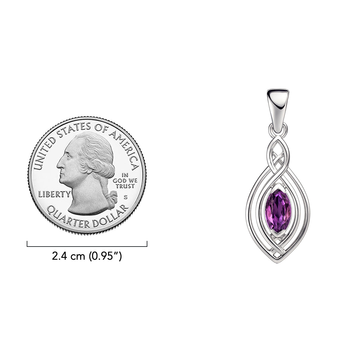 Filigree Celtic Sterling Silver Pendant with Gemstone TP860