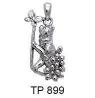 Kitty Cat with Butterfly Silver Pendant TP899