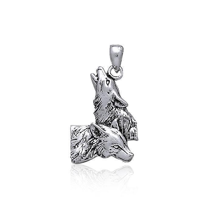 Sterling Silver Howling Wolf Pendant TP901