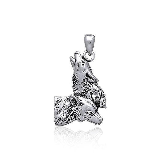 Sterling Silver Howling Wolf Pendant TP901