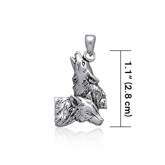Sterling Silver Howling Wolf Pendant TP901