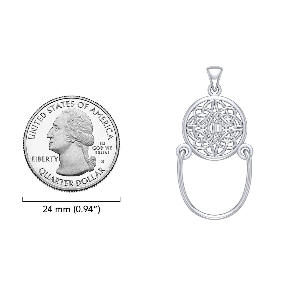 Celtic Knotwork Sterling Silver Pendant with Charm Holder TP938*