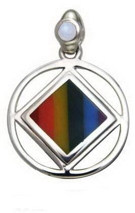 Encircled Square NA Recovery Symbol Sterling Silver Pendant TPD168