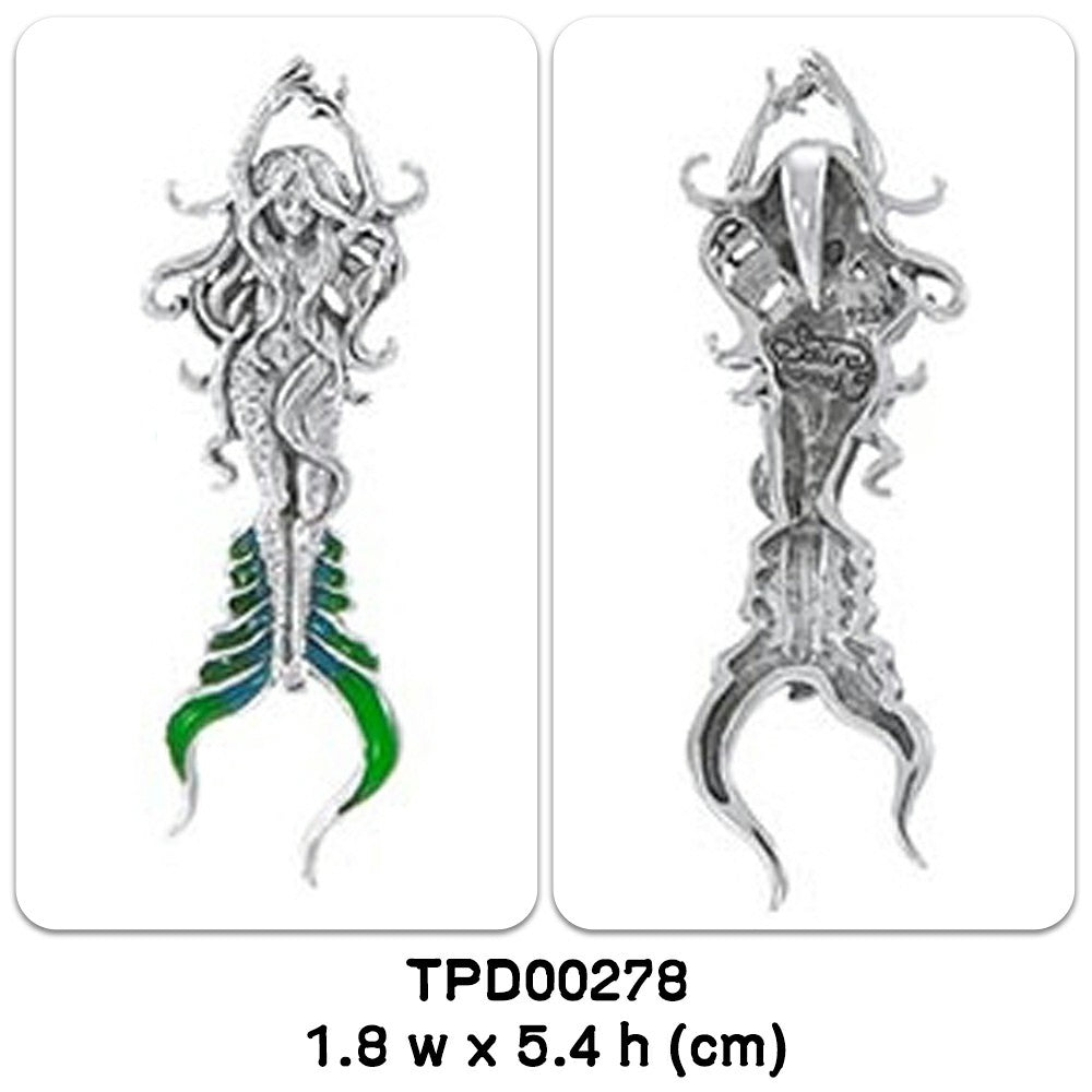 Atlantis Mermaid Sterling Silver with Blue Enamel Pendant By Selina Fenech TPD278