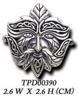 Green Man Sterling Silver Pendant TPD390