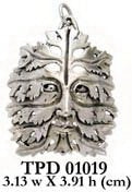 Bamberg Green Man Sterling Silver Pendant by Oberon Zell TPD1019