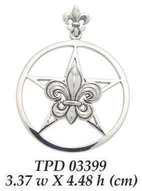 Pentacle with Fleur De Lis Pendant TPD3399