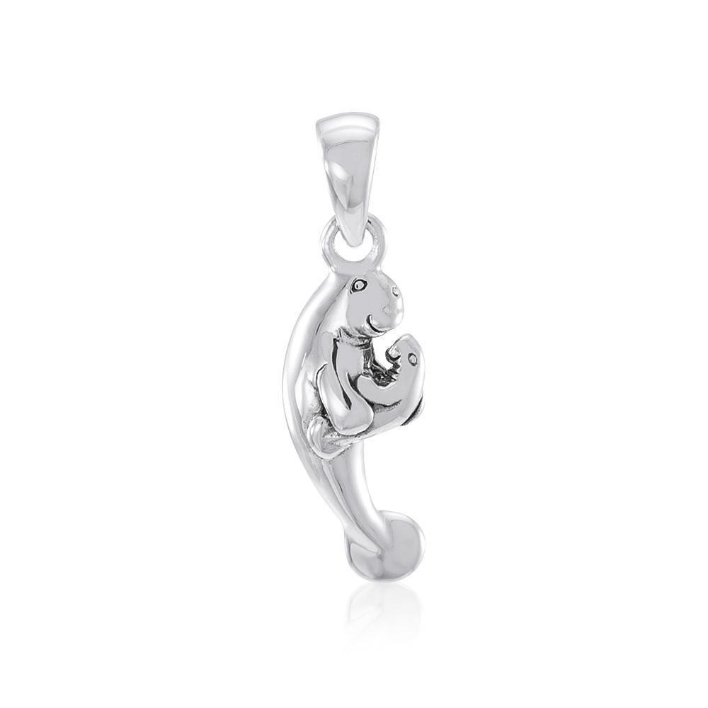 Manatee and Baby Silver Pendant TPD035