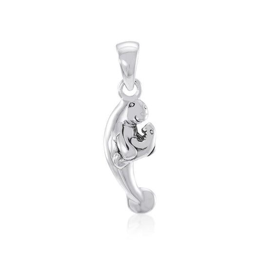 Manatee and Baby Silver Pendant TPD035