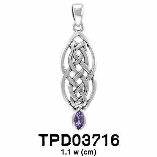 A bold and lasting promise ~ Celtic Knotwork Sterling Silver Pendant with Gemstone TPD3716