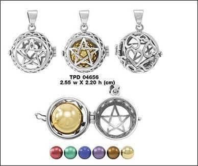 Global Harmony in the The Star ~16mm chiming harmony ball with a 25mm Sterling Silver Jewelry Pendant cage TPD4656