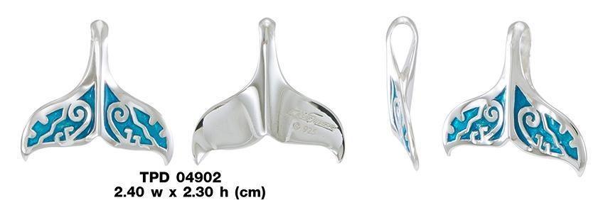 Whale Tail with Enamel Sterling Silver Pendant TPD4902