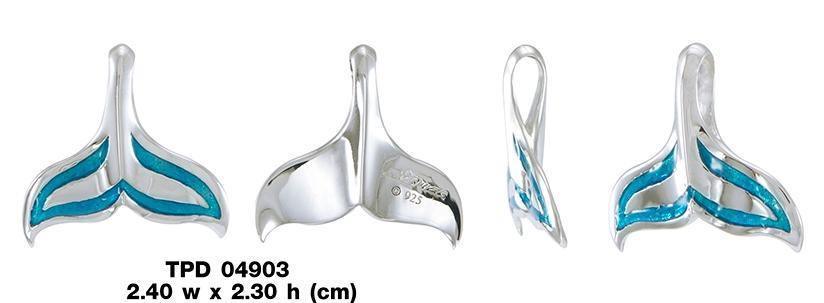 Whale Tail with Enamel Sterling Silver Pendant TPD4903