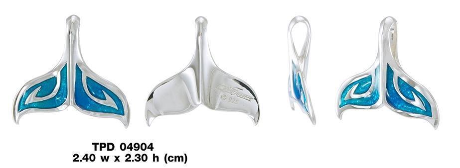 Whale Tail with Enamel Sterling Silver Pendant TPD4904