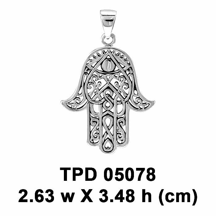 Hamsa - Sterling Silver Plated over Solid Brass Pendant BPD5078