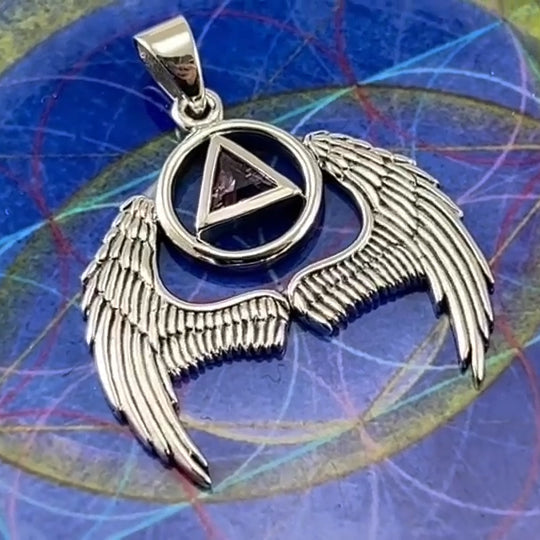 Angel Wings Recovery Sterling Silver Pendant with Gemstone TPD5840