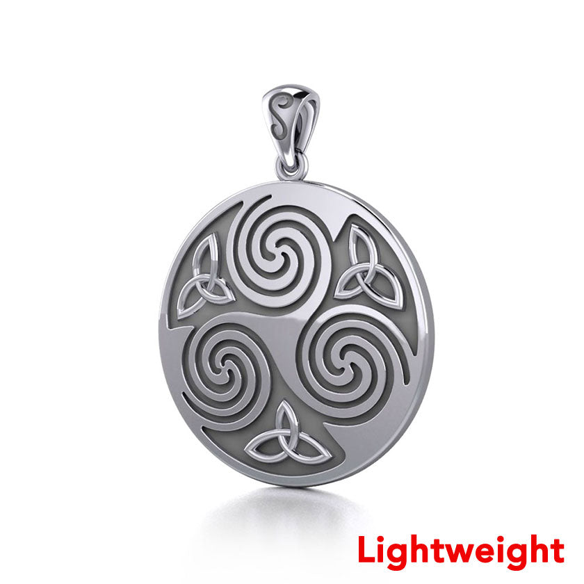 Lightweight A potent representation of harmony and intricacy Large Celtic Triskelion Trinity Knot Sterling Silver Pendant TPD6513