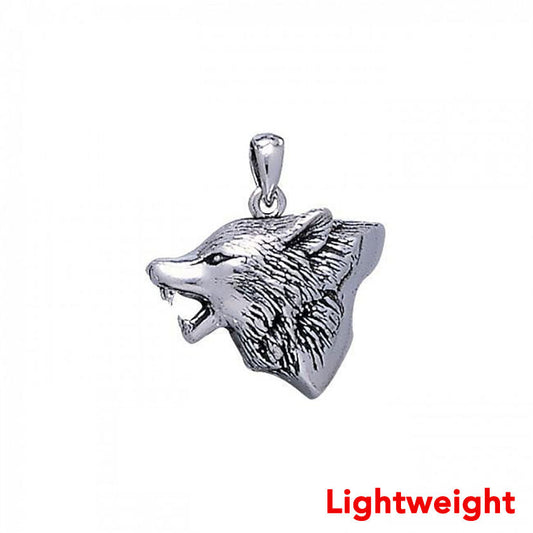 Lightweight Howling Wolf Sterling Silver Pendant TPD6515