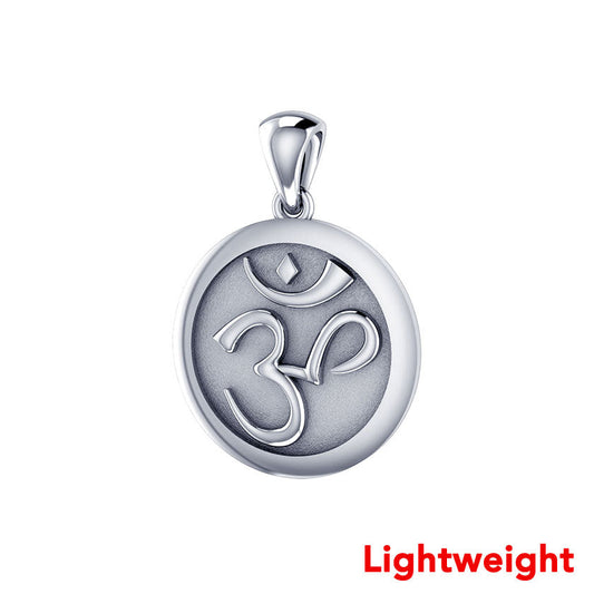 Lightweight Om Meditation Sterling Silver Pendant TPD6516