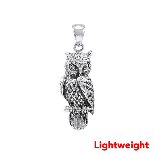 Lightweight Nature’s wise representation Owl Sterling Silver Pendant TPD6519