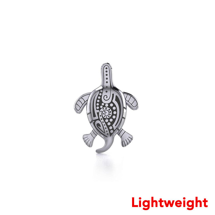 Lightweight Aboriginal inspired Turtle Sterling Silver Pendant TPD6520