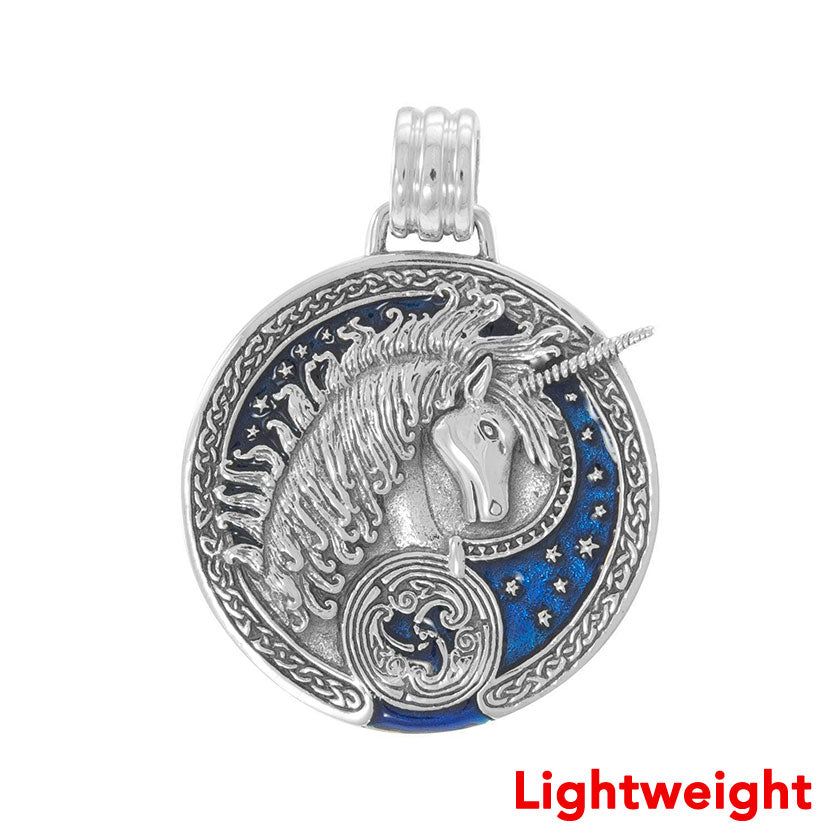 Lightweight Celtic Unicorn Sterling Silver & Enamel Pendant By Courtney Davis TPD6524