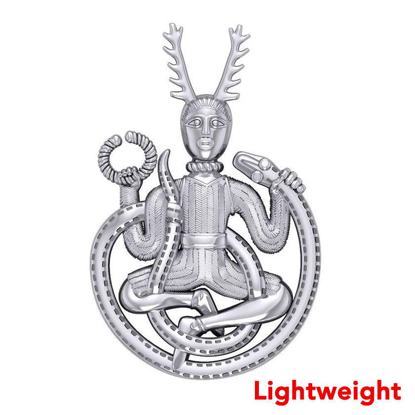 Lightweight God Cernunnos in his mighty throne Sterling Silver Pendant TPD6525