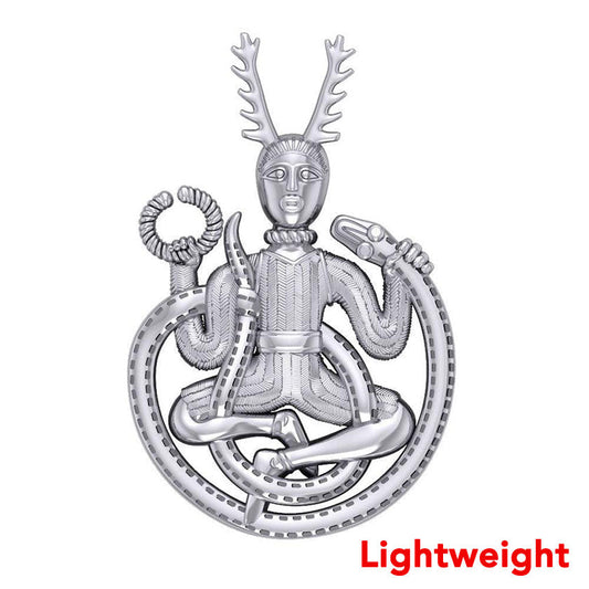 Lightweight God Cernunnos in his mighty throne Sterling Silver Pendant TPD6525