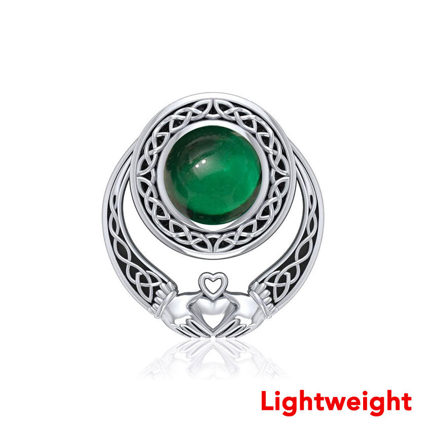 Lightweight A unique love of eternity and grace Celtic Knotwork Claddagh Sterling Silver Pendant with Gemstone TPD6527