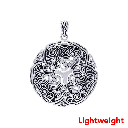 Lightweight Brigid Ashwood Celtic Wolf Sterling Silver Pendant TPD6531