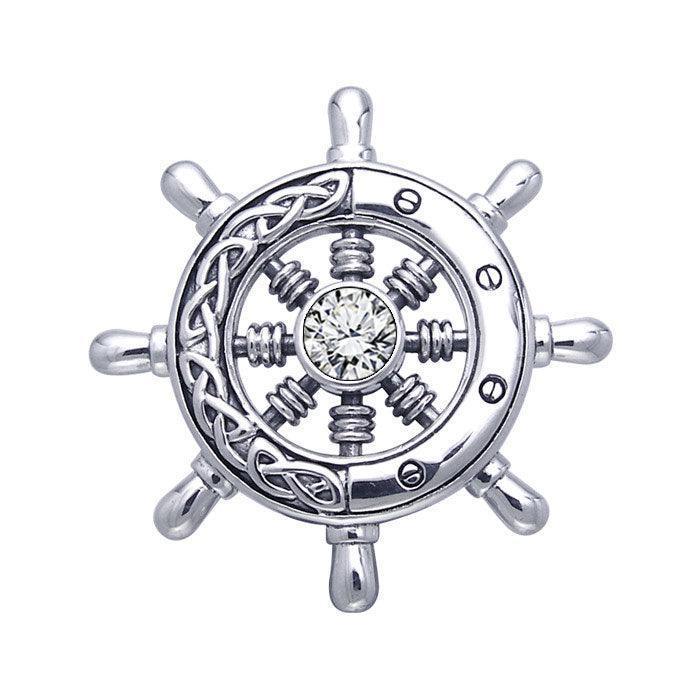 Large Celtic Ship Wheel ~ Sterling Silver Pendant Jewelry TPD069