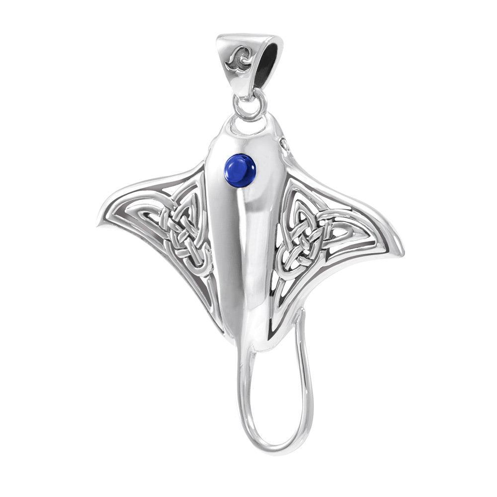 Grant the positive energy ~ Sterling Silver Manta Ray Pendant Jewelry with Gemstone TPD072 - peterstone.dropshipping